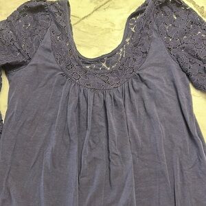 Blue cotton Moda dress with lace